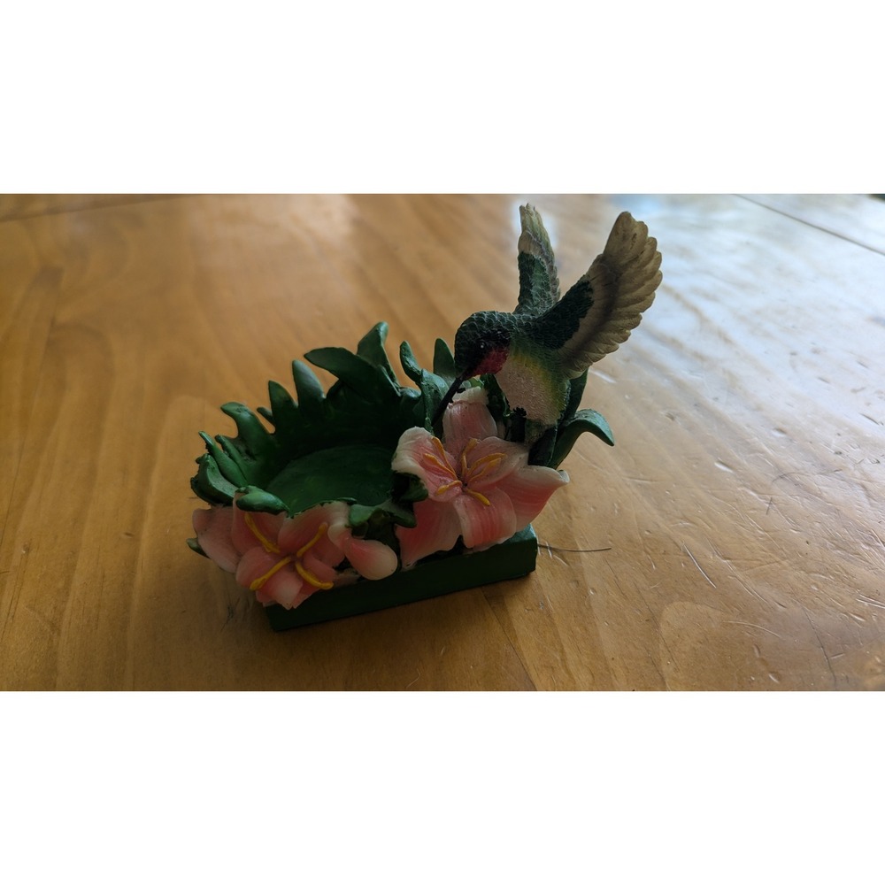 Hummingbird Pink Lily Votive Candle Holder Resin Figurine CHIDPE0062